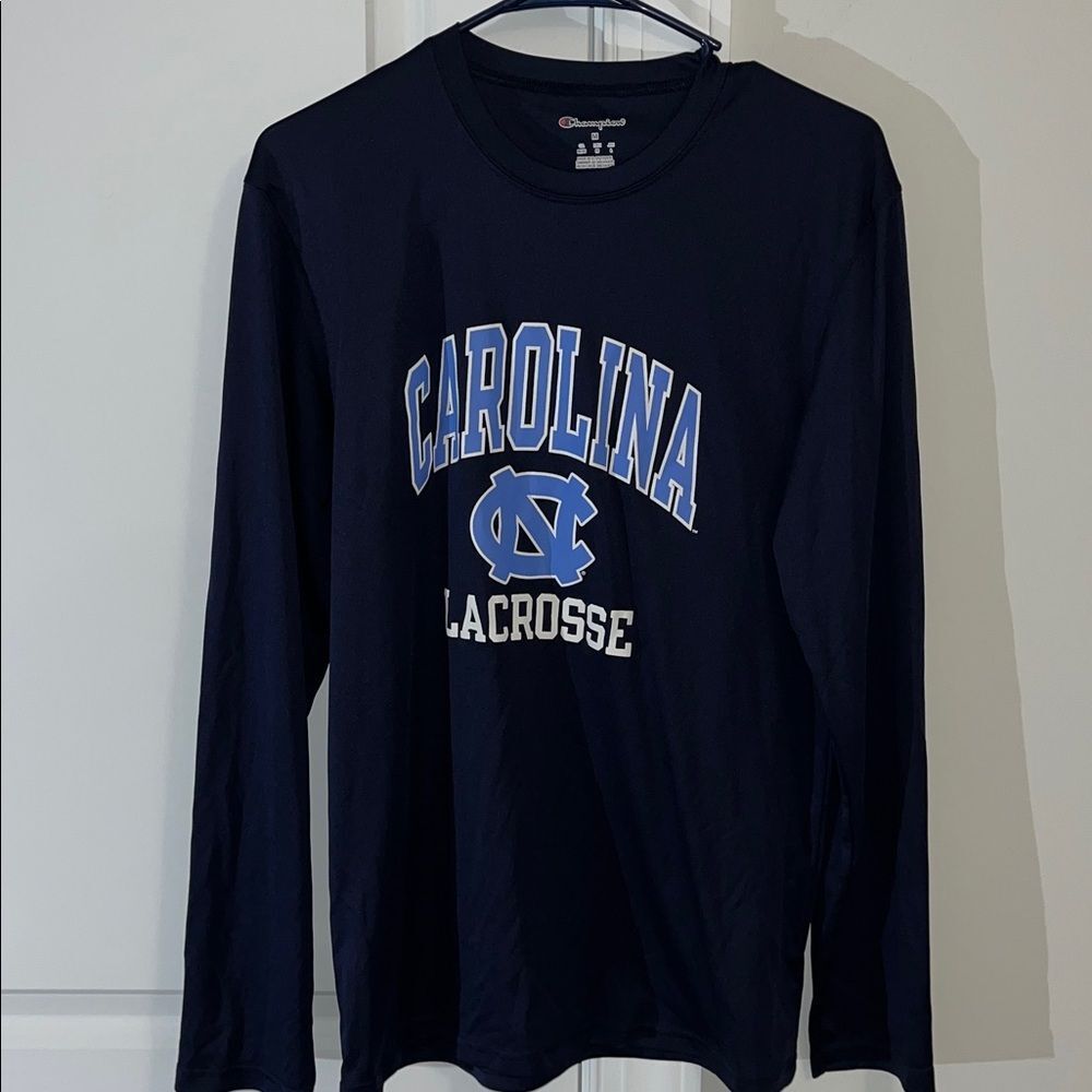 Blue UNC North Carolina Tarheels Tar Heel Lacrosse Lax Team Ls T Shirt polyester